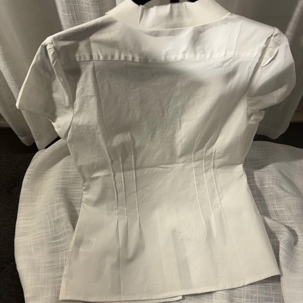 White Short-Sleeve Button-Front Blouse - Picture 2 of 3
